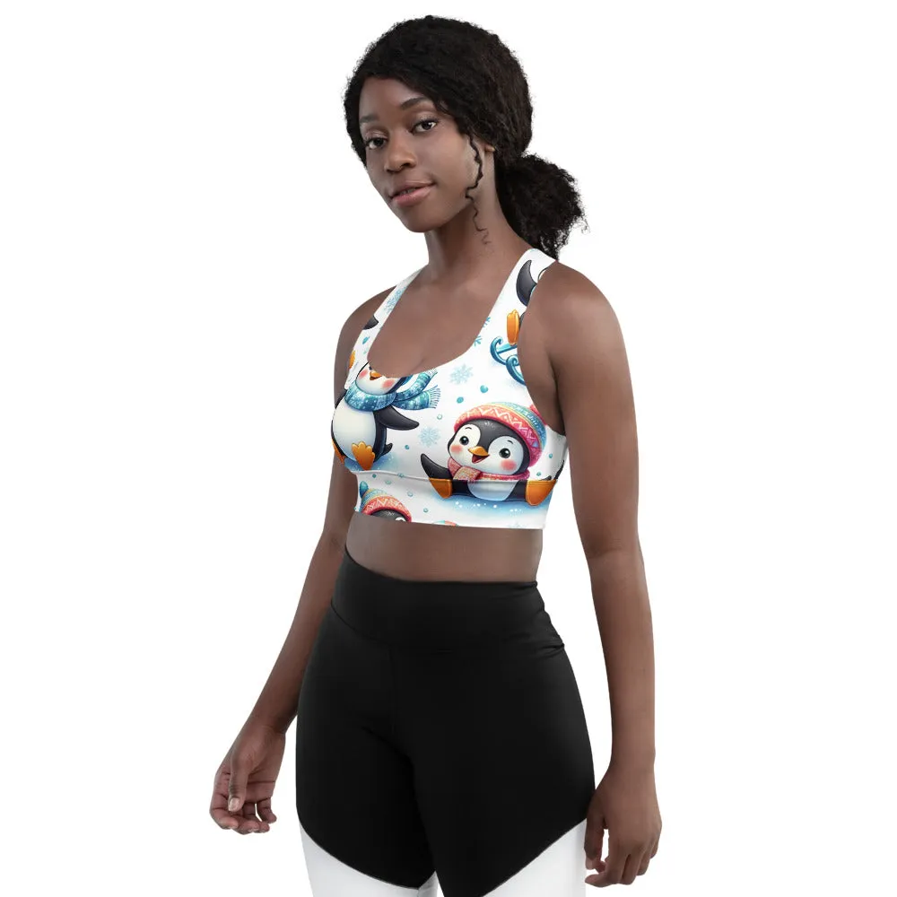 Whimsical Winter Wear Longline Sports Bra