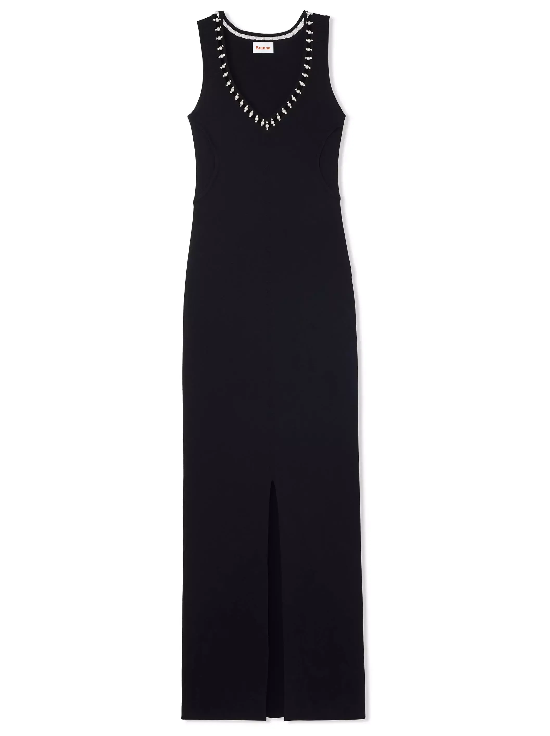Women’s Black Long Embellished V-Neck Dress