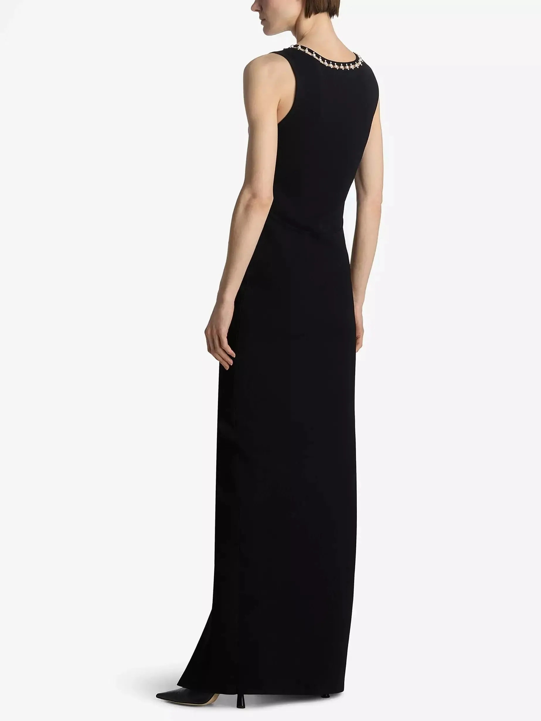 Women’s Black Long Embellished V-Neck Dress