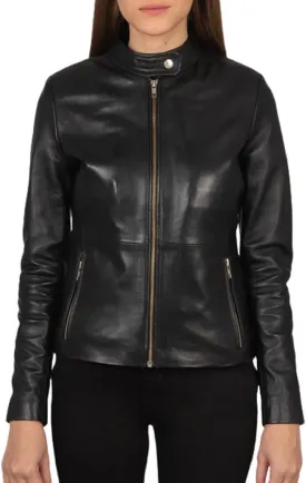 Women's Genuine Lambskin Vintage Motorcycle Biker Leather Jacket- Winter Wear