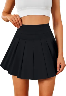 Women's Pleated Tennis Skater Skirts with Inner Shorts Pockets Athletic Skort Sports Mini Skirt for Running Golf
