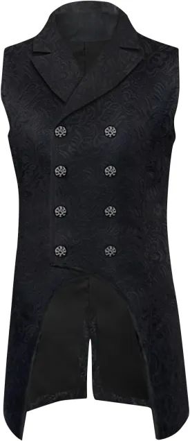 XUNRYAN Mens Steampunk Vests Tailcoat Jacket Sleeveless Medieval Gothic Victorian Trench Coat Long Uniform Halloween Costume