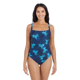 Zoggs Indigo Forest Print Adjustable Classicback Women's Swimming Costume - Blue